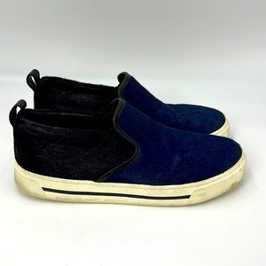 Marc by Marc Jacobs Blue and Black Leather Hairy Sneakers